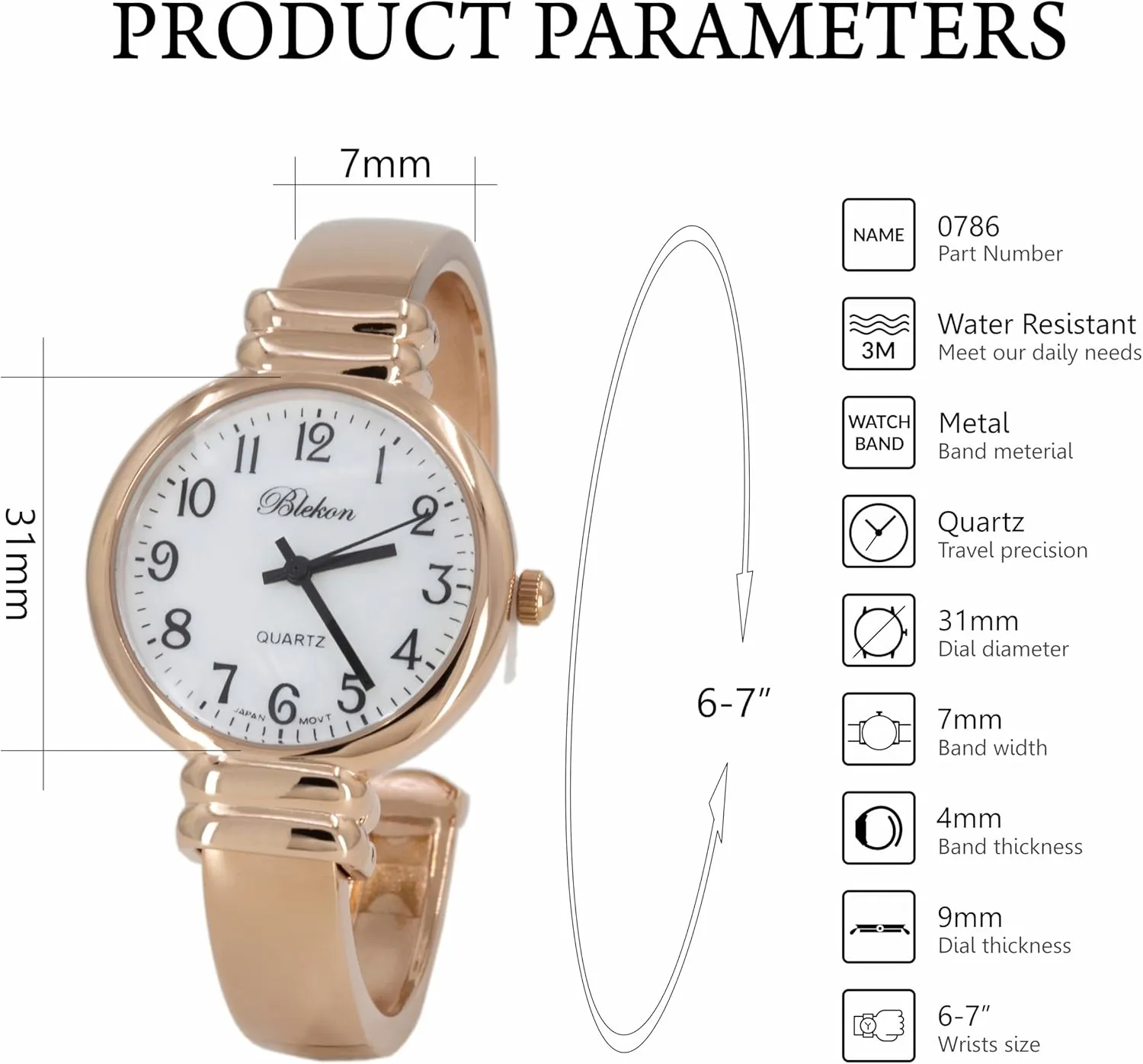 Movement Metal hinged Bangle Style Cuff Wrist Watch for Ladies?? Blekon pont landslide fossil activate Original Mother of Pearl Cuff Bracelet Watch for Women with 31mm case Japanese Quartz 