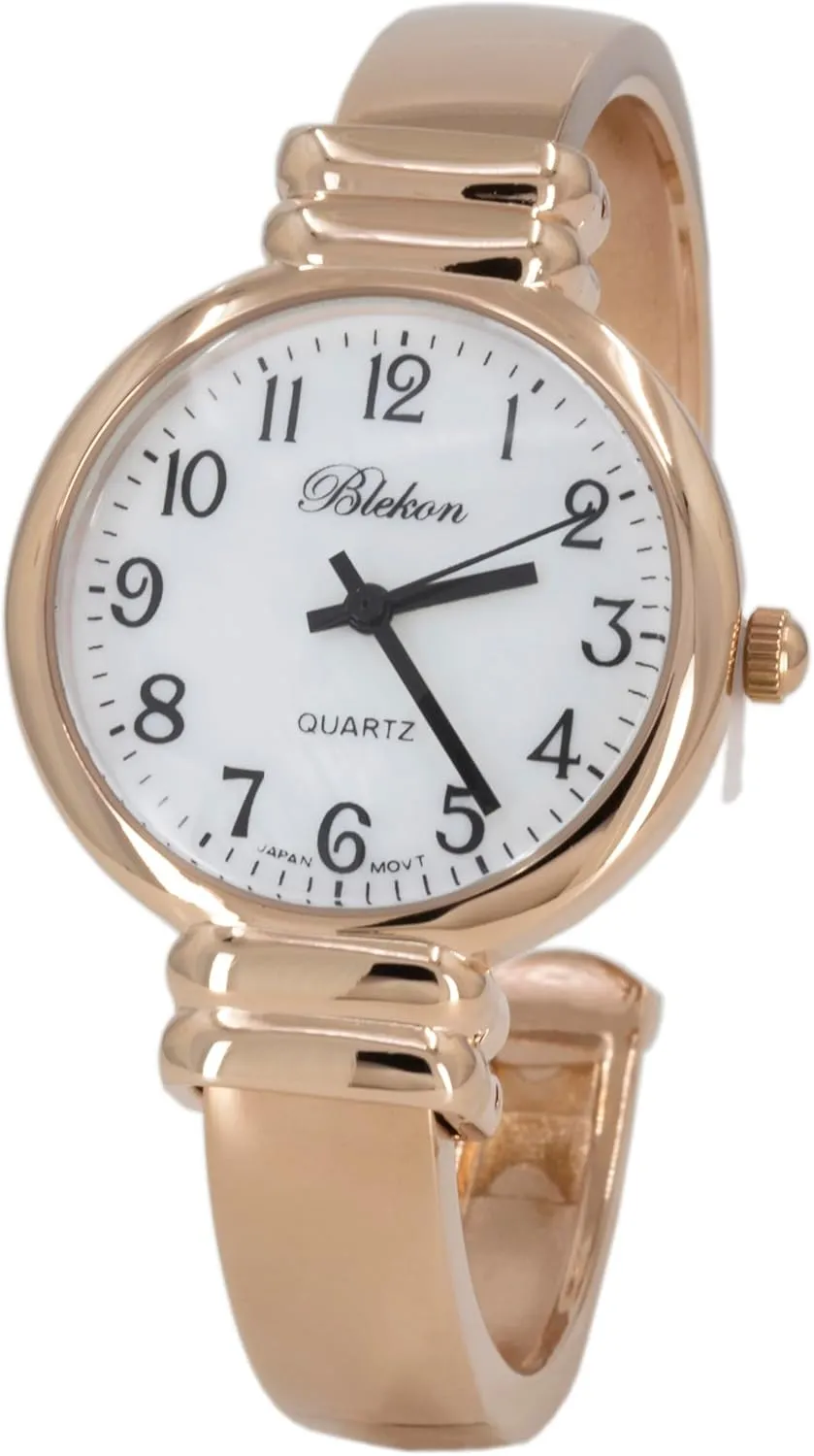 Movement Metal hinged Bangle Style Cuff Wrist Watch for Ladies?? Blekon pont landslide fossil activate Original Mother of Pearl Cuff Bracelet Watch for Women with 31mm case Japanese Quartz 