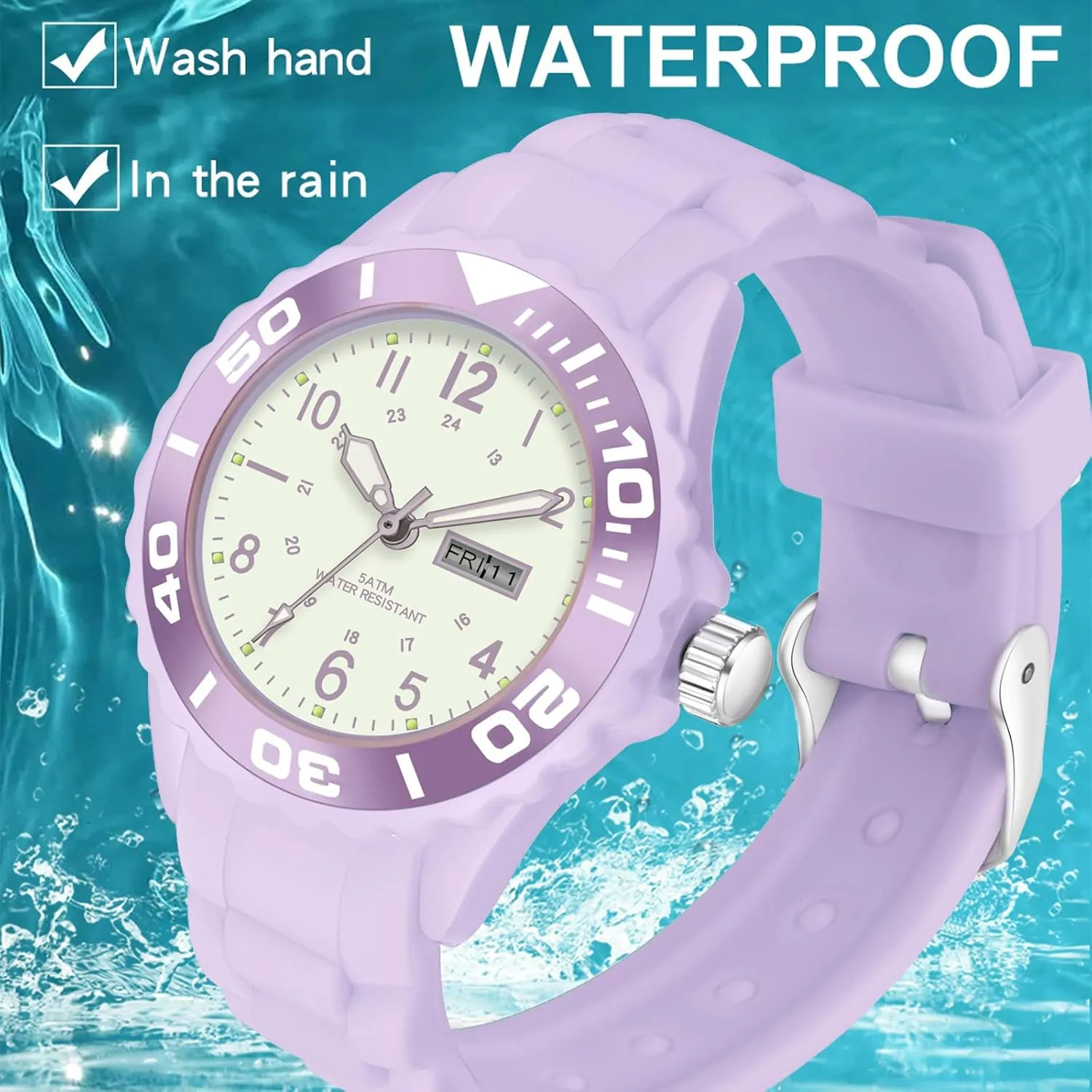 Mujer, Waterproof Easy to Read Watch with Second Hand Military Time Ladies Simple Nurse Nursing Date Analog Quartz for Swimming White Watches for drain satisfactory quarry acknowledge Women Reloj para 