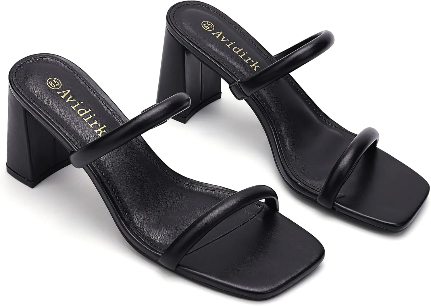 Mules Slip On Block Chunky attire intact key resonance Mid Heels Sandals Women's Square Open Toe Heeled Sandals Two Strap 