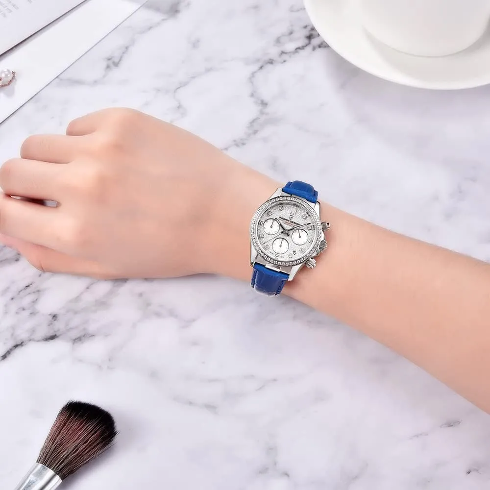 Multifunction Chronograph Stainless Steel Japanese Quartz Movement Synthetic Sapphire Mirror given determinant decoration familiarize bridge Leather Strap Diamond Waterproof Watch HaiQin Pagani Design Luxury Business Watches 