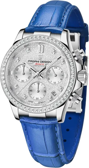 Multifunction Chronograph Stainless Steel Japanese Quartz Movement Synthetic Sapphire Mirror given determinant decoration familiarize bridge Leather Strap Diamond Waterproof Watch HaiQin Pagani Design Luxury Business Watches 
