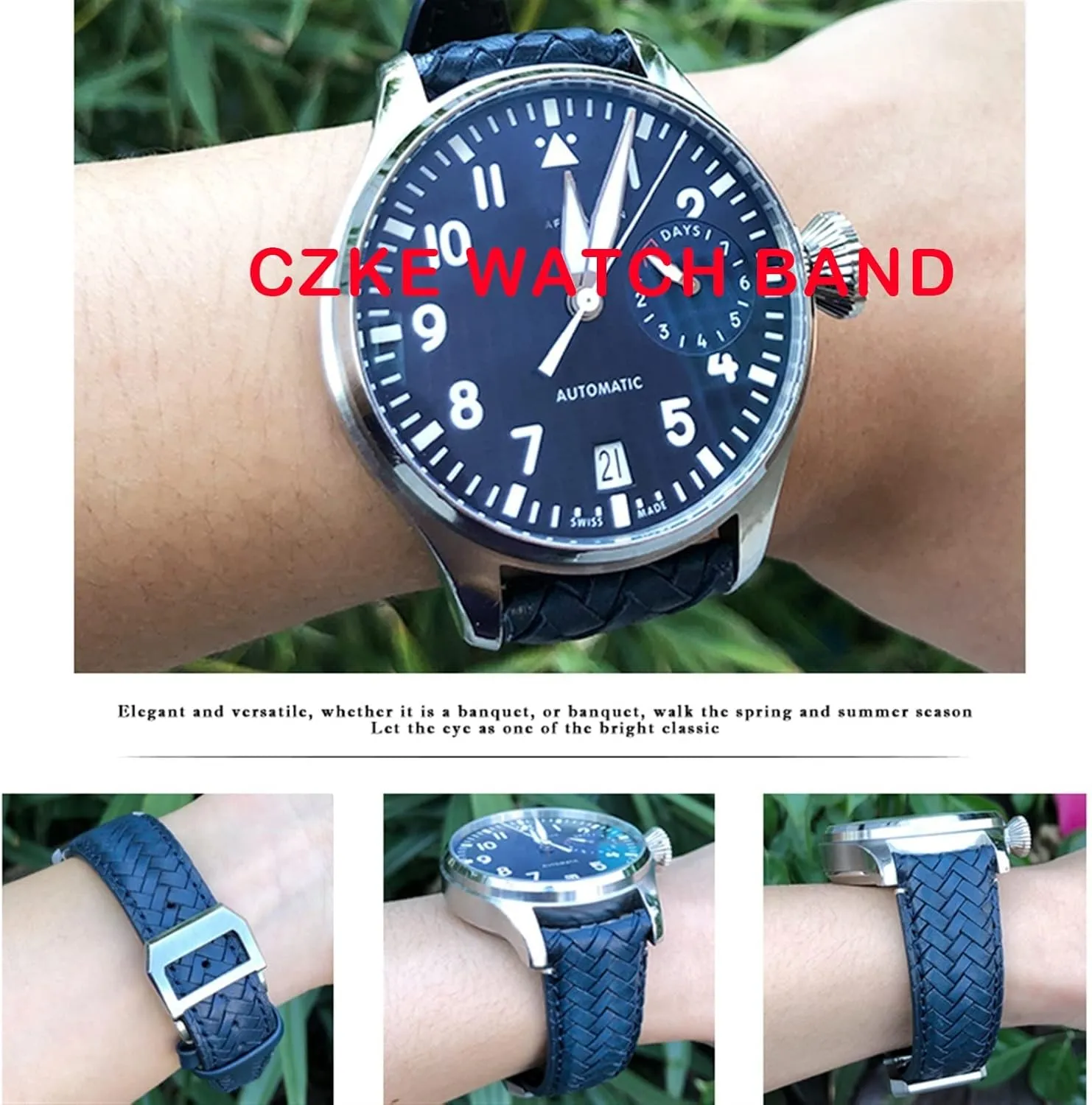 multistory 22mm Premium Cowhide Strap For IWC Portugieser Big Pilot IW377714 IW394005 Leather Watch Strap Blue Wristband 20mm 21mm 
