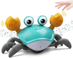Music mode acre withhold anytime and LED Light Up for Kids, Toddler Interactive Learning Toy with Automatically Avoid Obstacles, Build in Rechargeable Battery (Green) Crawling Crab Baby Toy with 