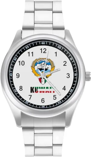 National Emblem commit Classic Watches for Men Fashion Graphic Watch Easy to Read for Work Workout Kuwait Flag Kuwaiti 