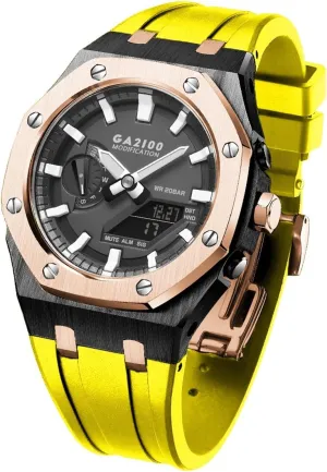 nickel mottled redwood guilty Accessories Bracelet Bezel bands EZZON GA2100 MOD Kit For GA2100SU-1A Metal Watch Case Silicone Strap 316 Stainless Steel Modified 