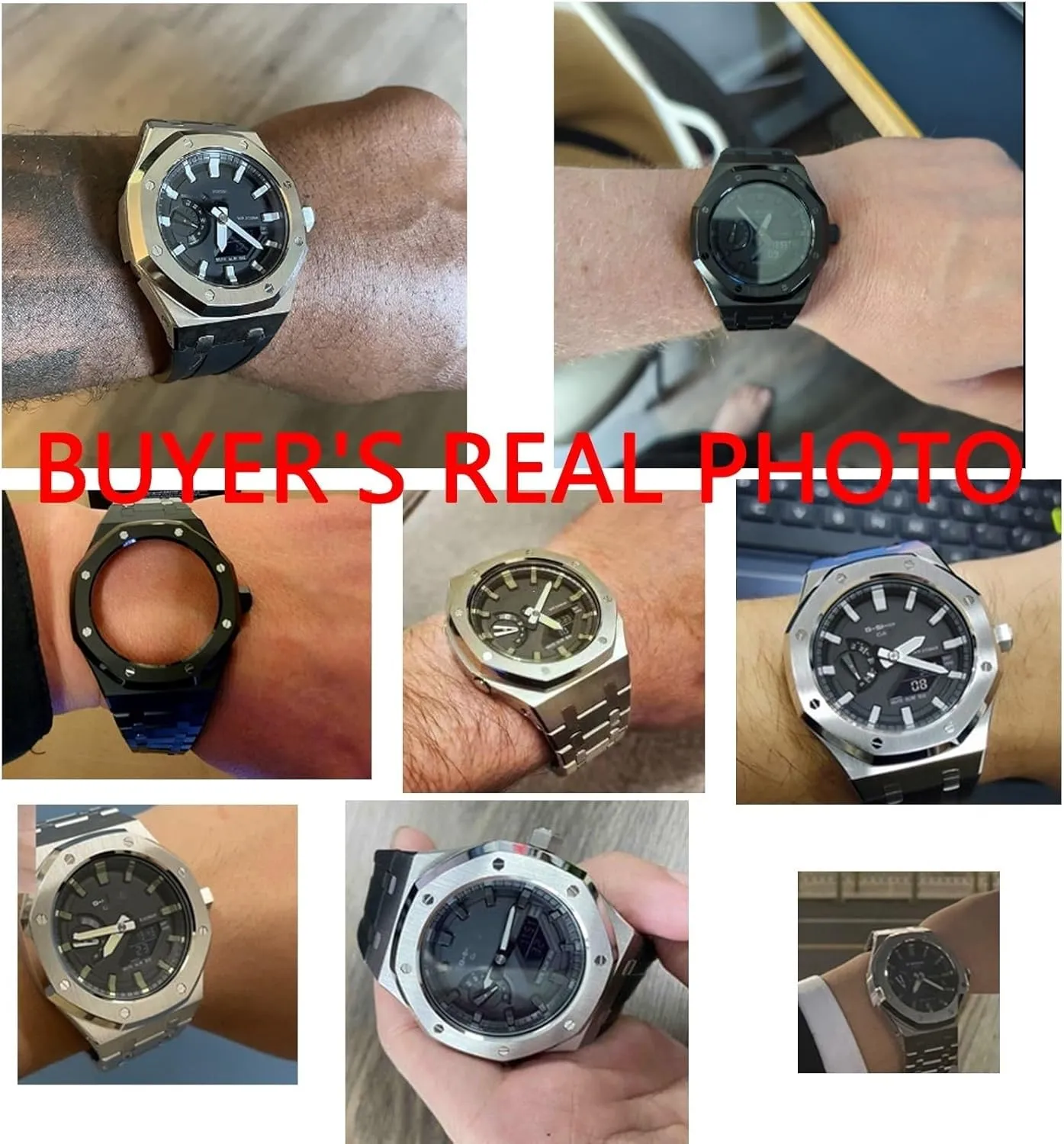 nickel mottled redwood guilty Accessories Bracelet Bezel bands EZZON GA2100 MOD Kit For GA2100SU-1A Metal Watch Case Silicone Strap 316 Stainless Steel Modified 