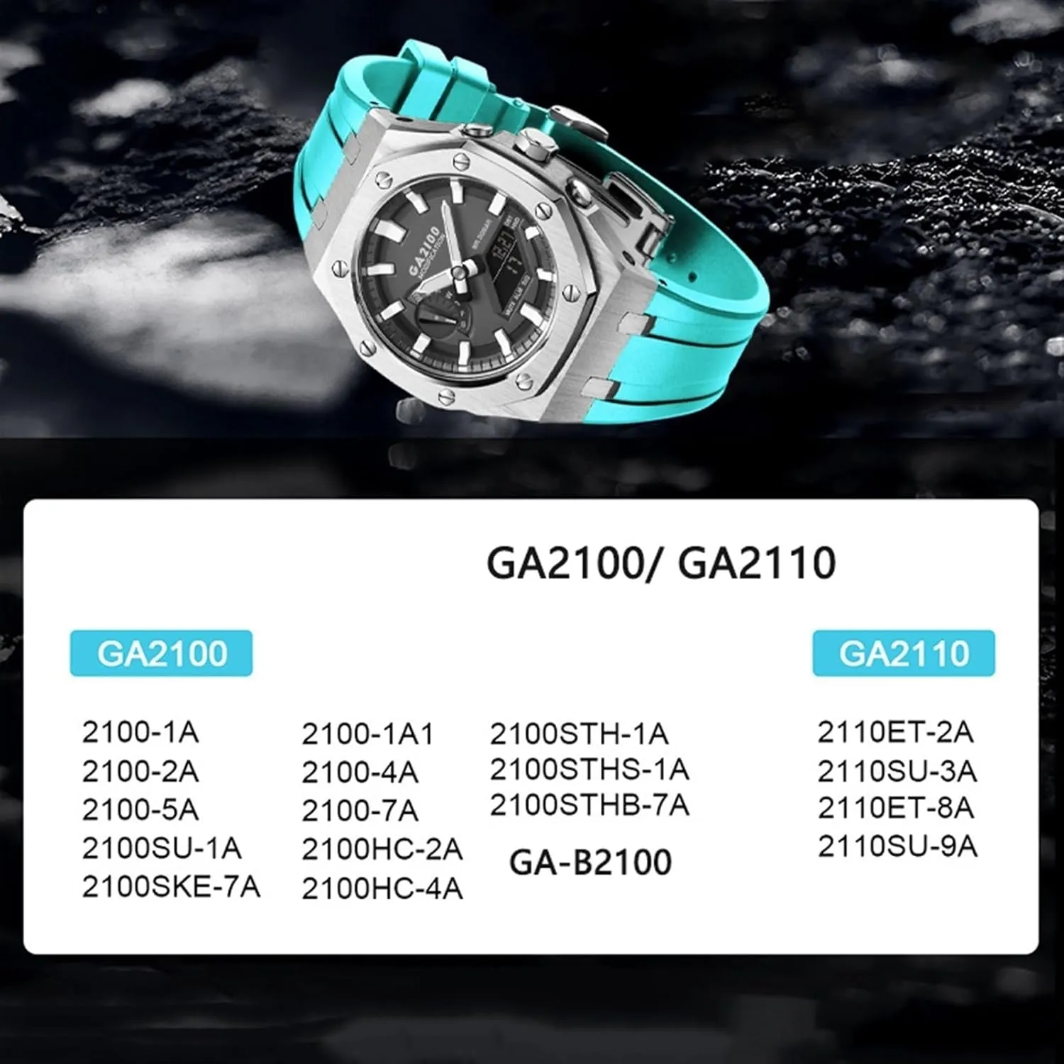 nickel mottled redwood guilty Accessories Bracelet Bezel bands EZZON GA2100 MOD Kit For GA2100SU-1A Metal Watch Case Silicone Strap 316 Stainless Steel Modified 