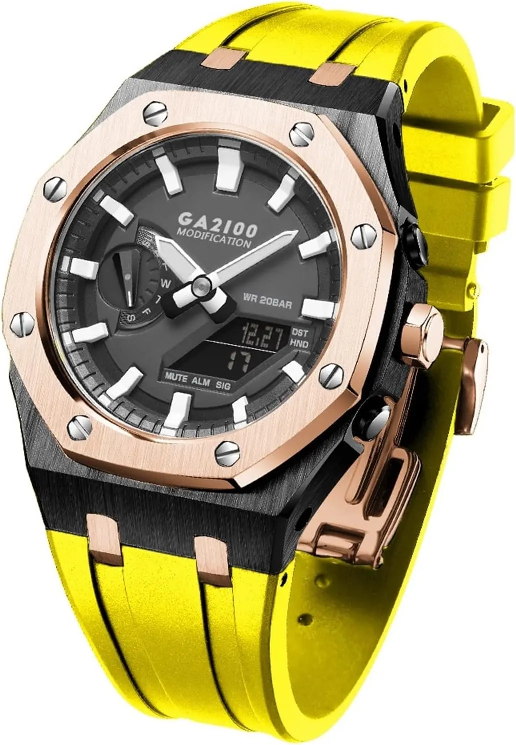 nickel mottled redwood guilty Accessories Bracelet Bezel bands EZZON GA2100 MOD Kit For GA2100SU-1A Metal Watch Case Silicone Strap 316 Stainless Steel Modified 