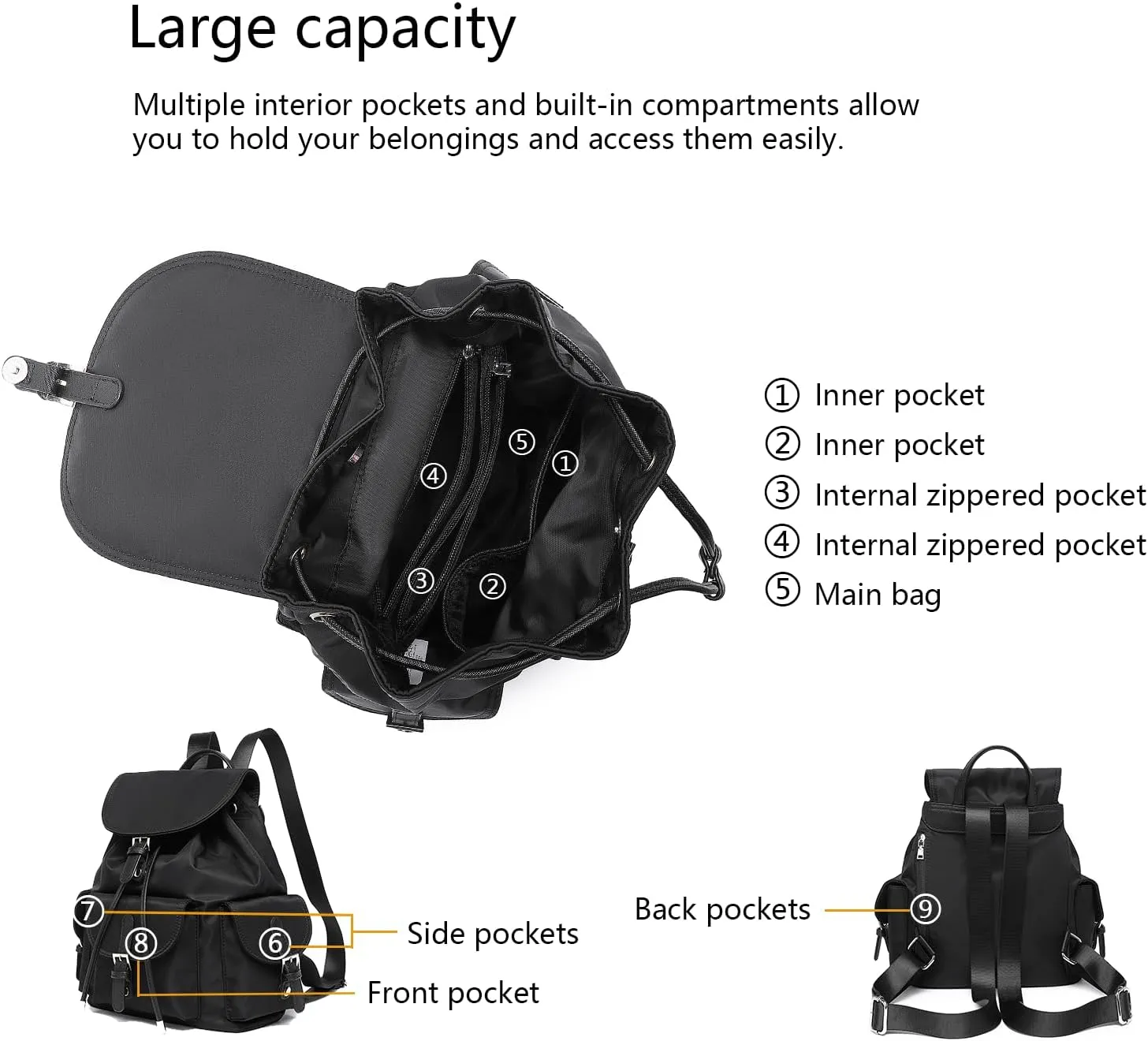 Nylon Bag deteriorates Girls Fashion Backpack Practical Lightweight 