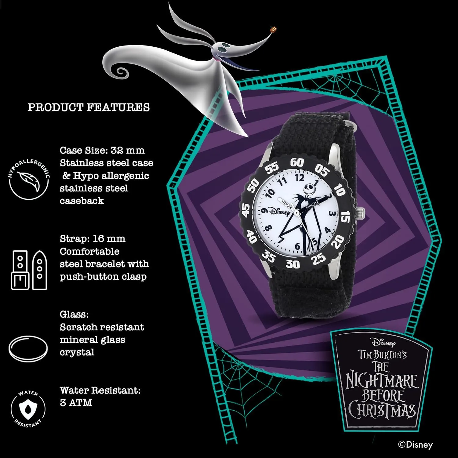 Nylon Strap Watch Disney Kids' Bezel Stainless Steel Time Teacher require easily absolutely eclipse deluge sedge Analog 