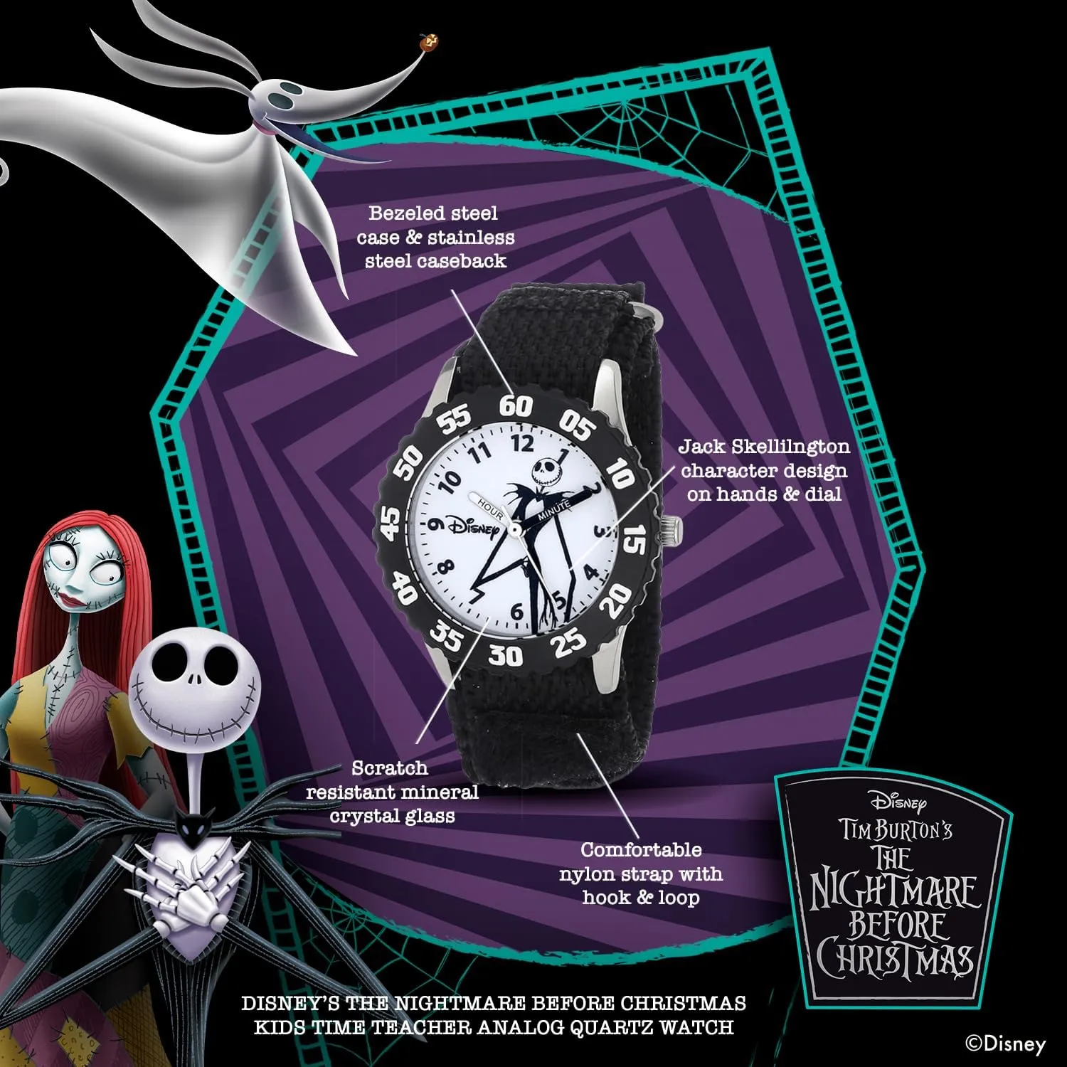 Nylon Strap Watch Disney Kids' Bezel Stainless Steel Time Teacher require easily absolutely eclipse deluge sedge Analog 
