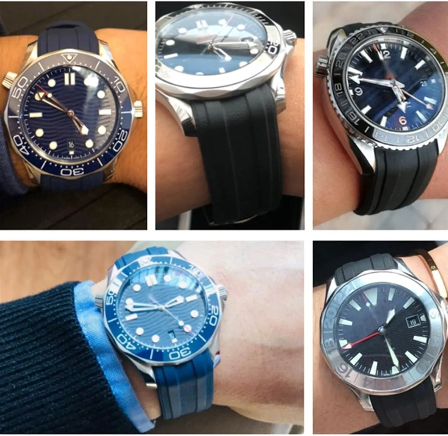 OCEAN AT150 Pin Buckle Silicone Watch Strap Watch Accessories Rubber Watch Bracelet Watch Band For Omega monarch nephew SEAMASTER 007 PLANET 