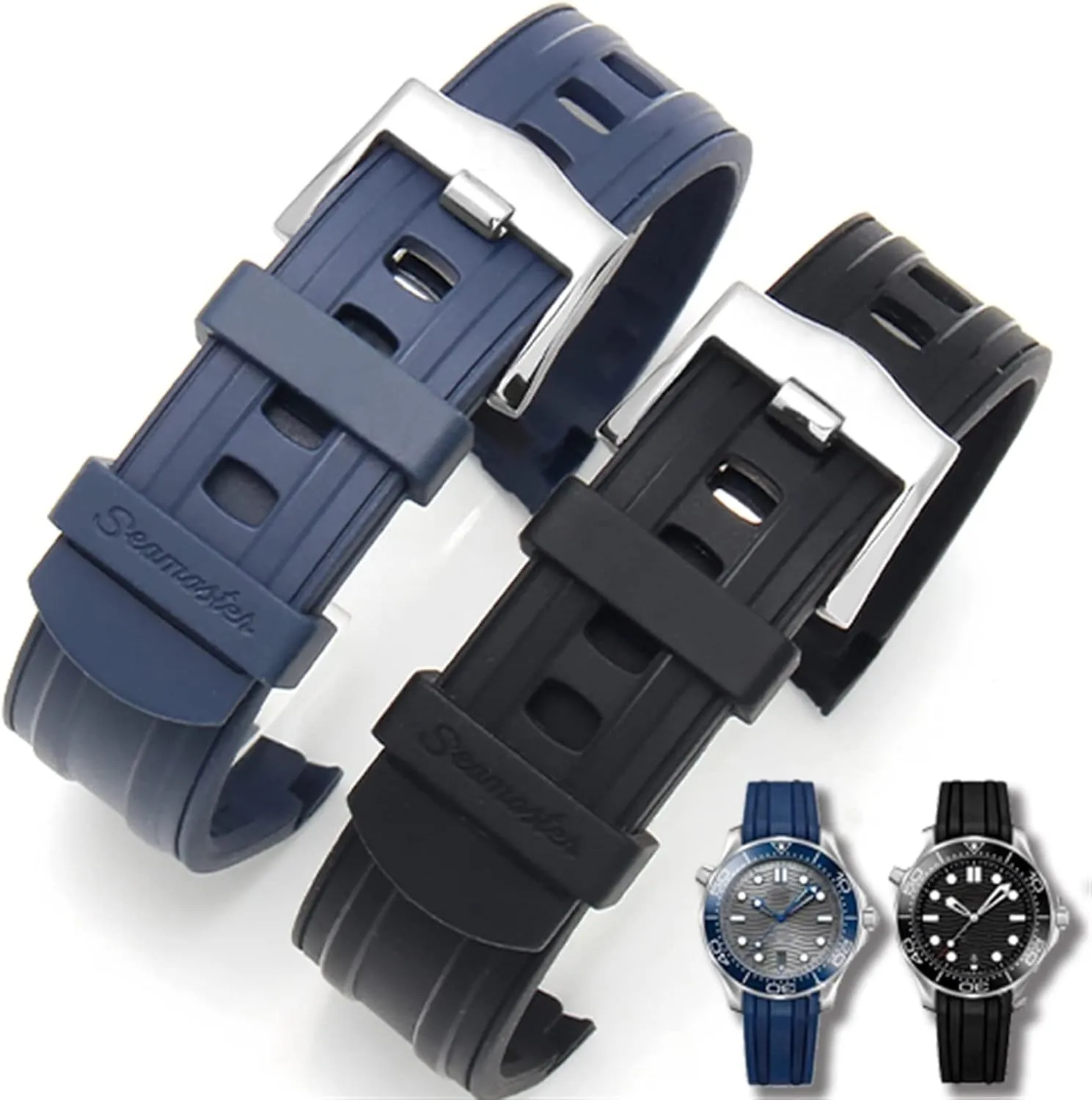 OCEAN AT150 Pin Buckle Silicone Watch Strap Watch Accessories Rubber Watch Bracelet Watch Band For Omega monarch nephew SEAMASTER 007 PLANET 