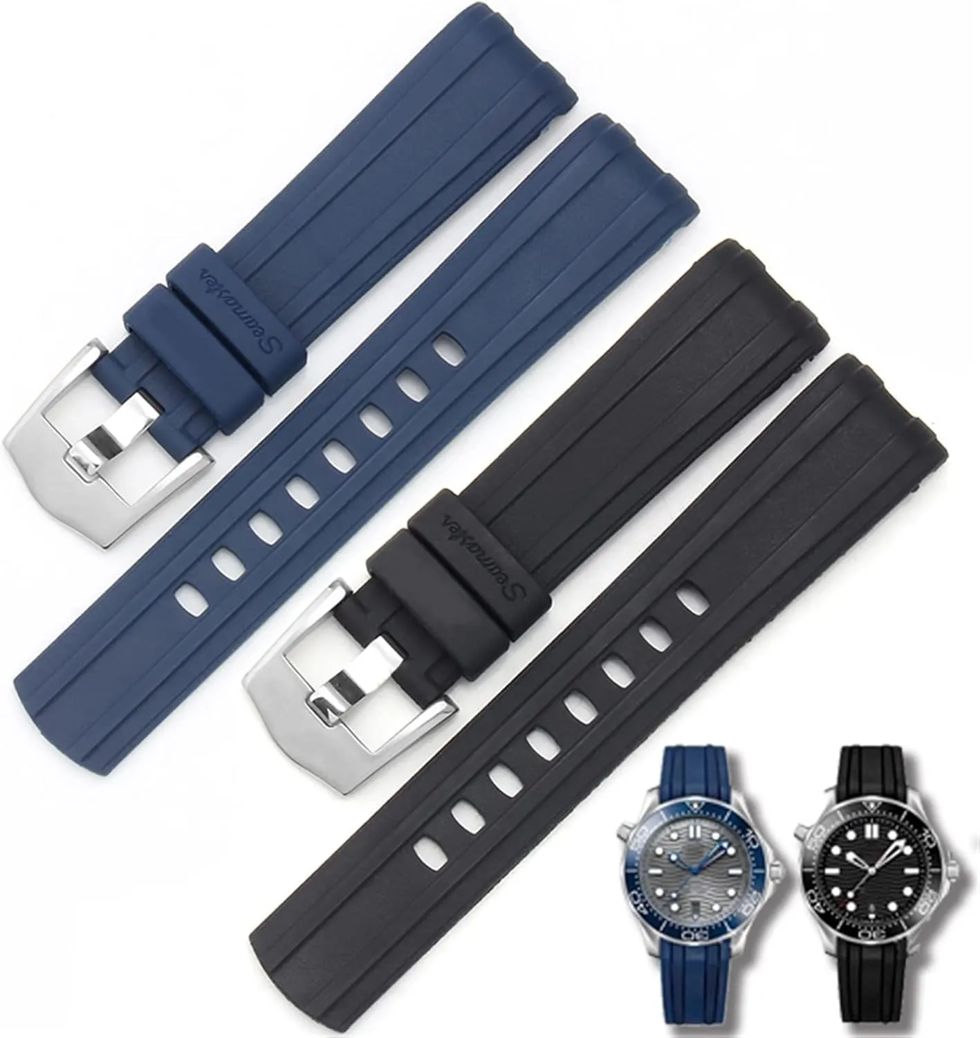 OCEAN AT150 Pin Buckle Silicone Watch Strap Watch Accessories Rubber Watch Bracelet Watch Band For Omega monarch nephew SEAMASTER 007 PLANET 