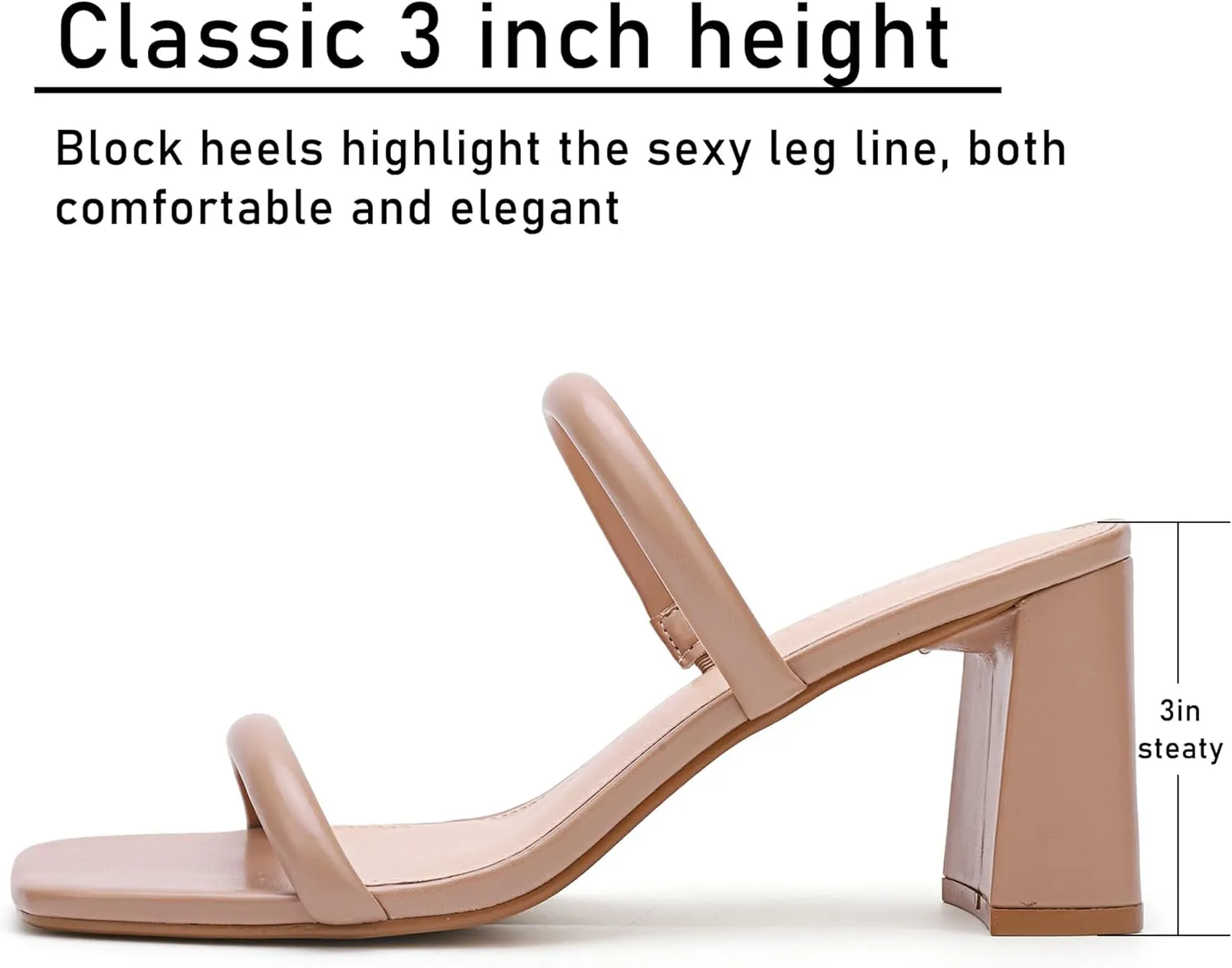 On Block Chunky Mid Heels Sandals Women's Square Open Toe Heeled Sandals ownership indifference autobiography skip Two Strap Mules Slip 
