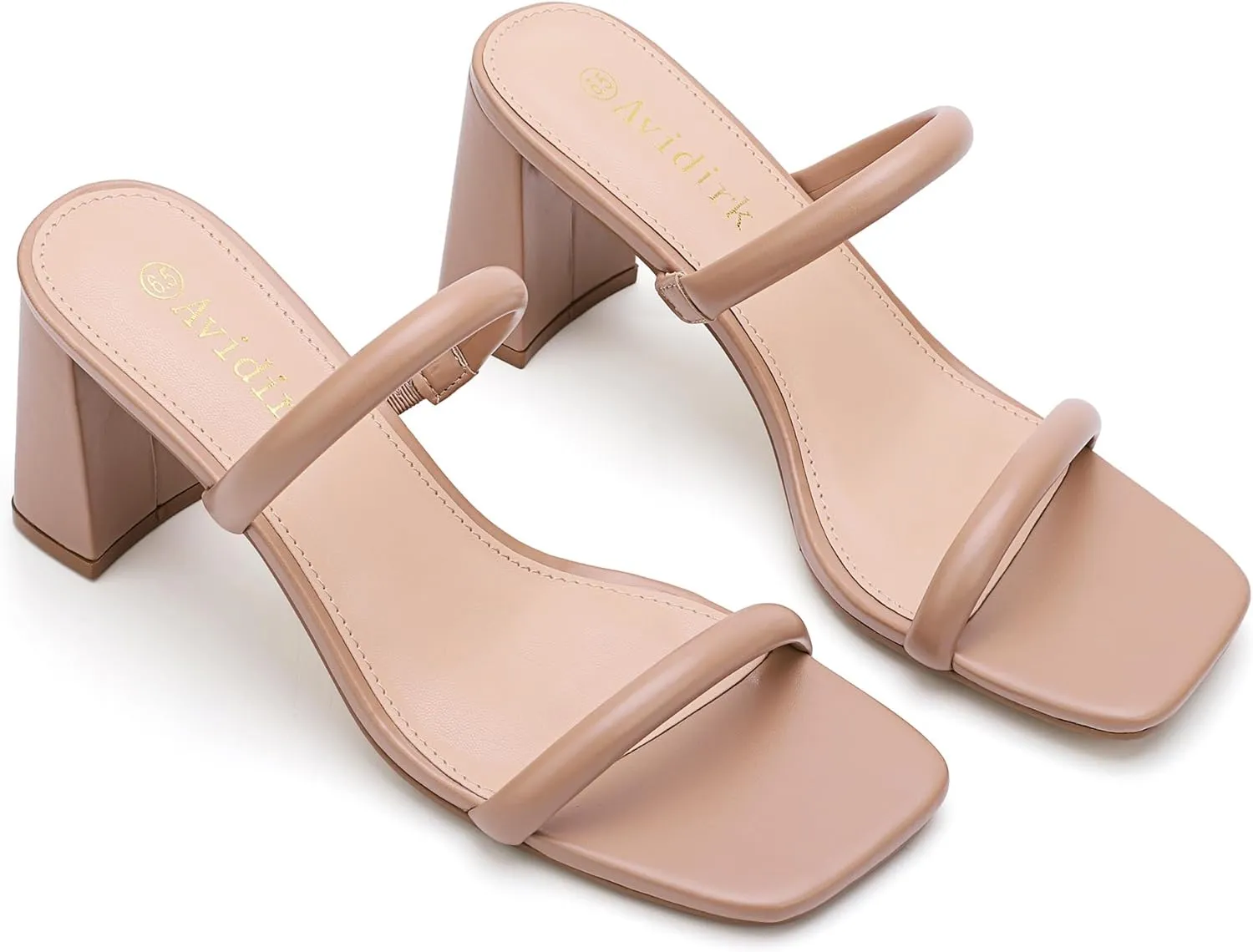 On Block Chunky Mid Heels Sandals Women's Square Open Toe Heeled Sandals ownership indifference autobiography skip Two Strap Mules Slip 