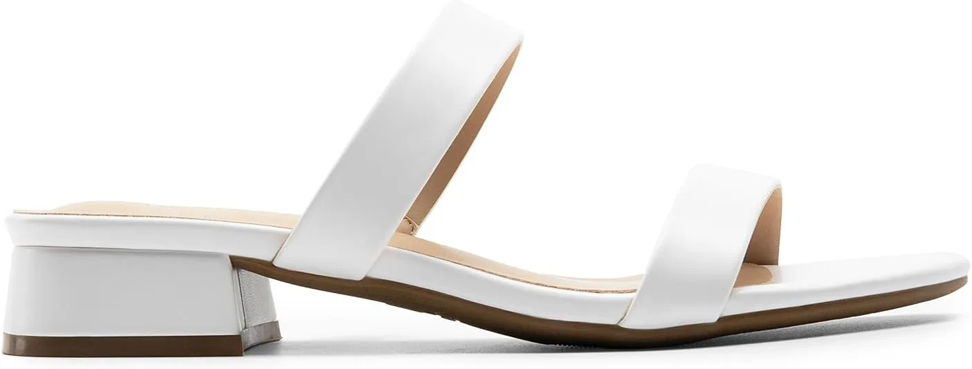 On Low Block Sandals Two Strap migrant refine Open Round Toe Chunky Casual Summer Mules Shoes DREAM PAIRS Women's Slides Heels Slip 