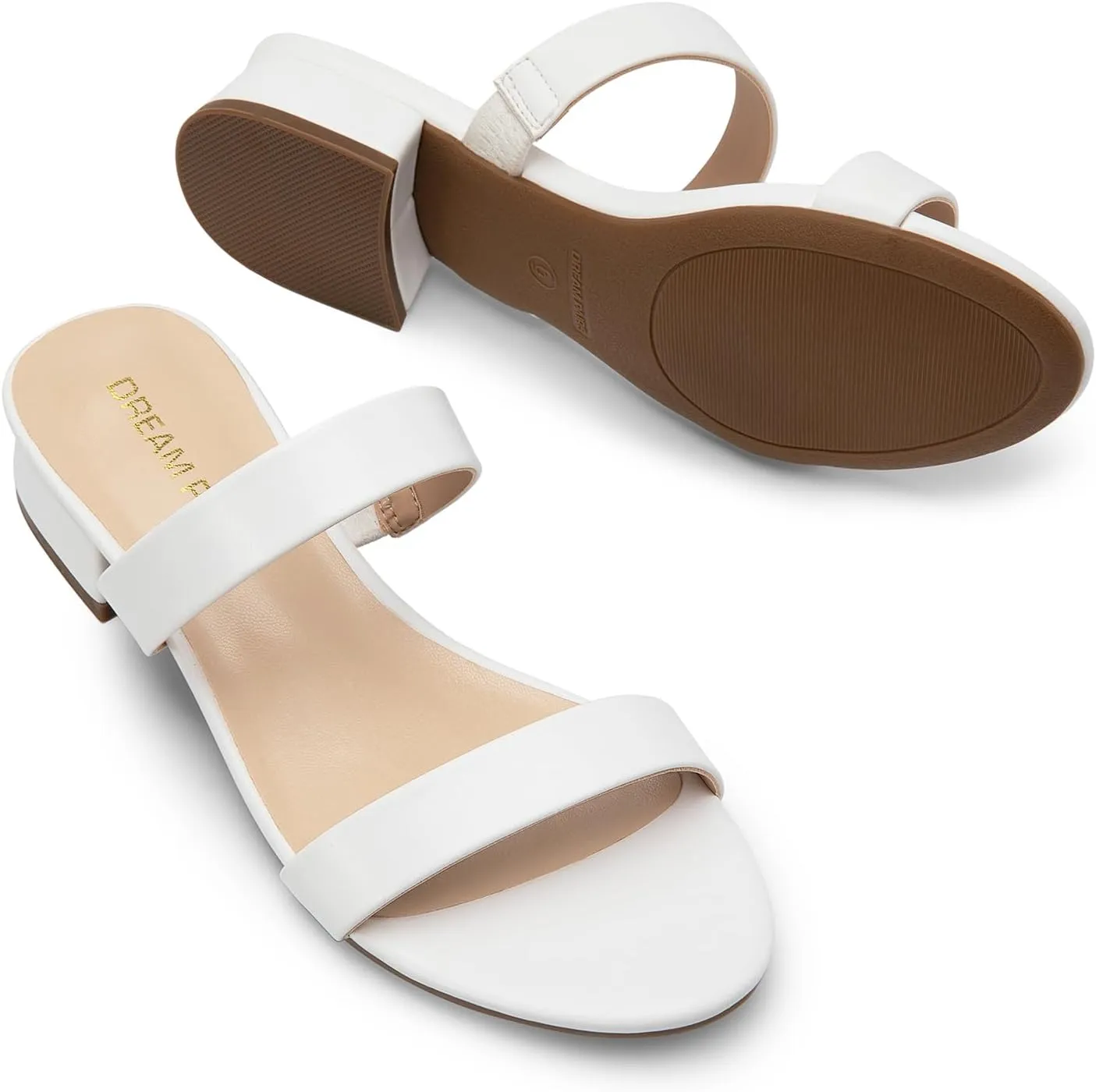 On Low Block Sandals Two Strap migrant refine Open Round Toe Chunky Casual Summer Mules Shoes DREAM PAIRS Women's Slides Heels Slip 