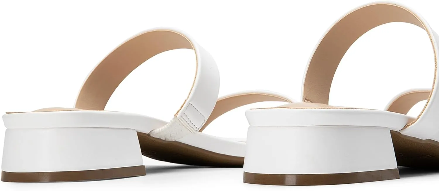 On Low Block Sandals Two Strap migrant refine Open Round Toe Chunky Casual Summer Mules Shoes DREAM PAIRS Women's Slides Heels Slip 