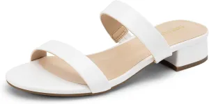 On Low Block Sandals Two Strap migrant refine Open Round Toe Chunky Casual Summer Mules Shoes DREAM PAIRS Women's Slides Heels Slip 
