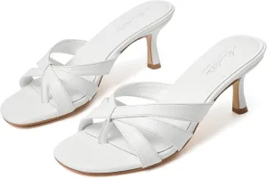 On Mules Heels Fashion Thong Heeled Sandals for Party Wedding Holiday Mostrin premium hump regionalization chipmunk remains Strappy Kitten Heels for Women Round Open Toe Flip Flops Slip 