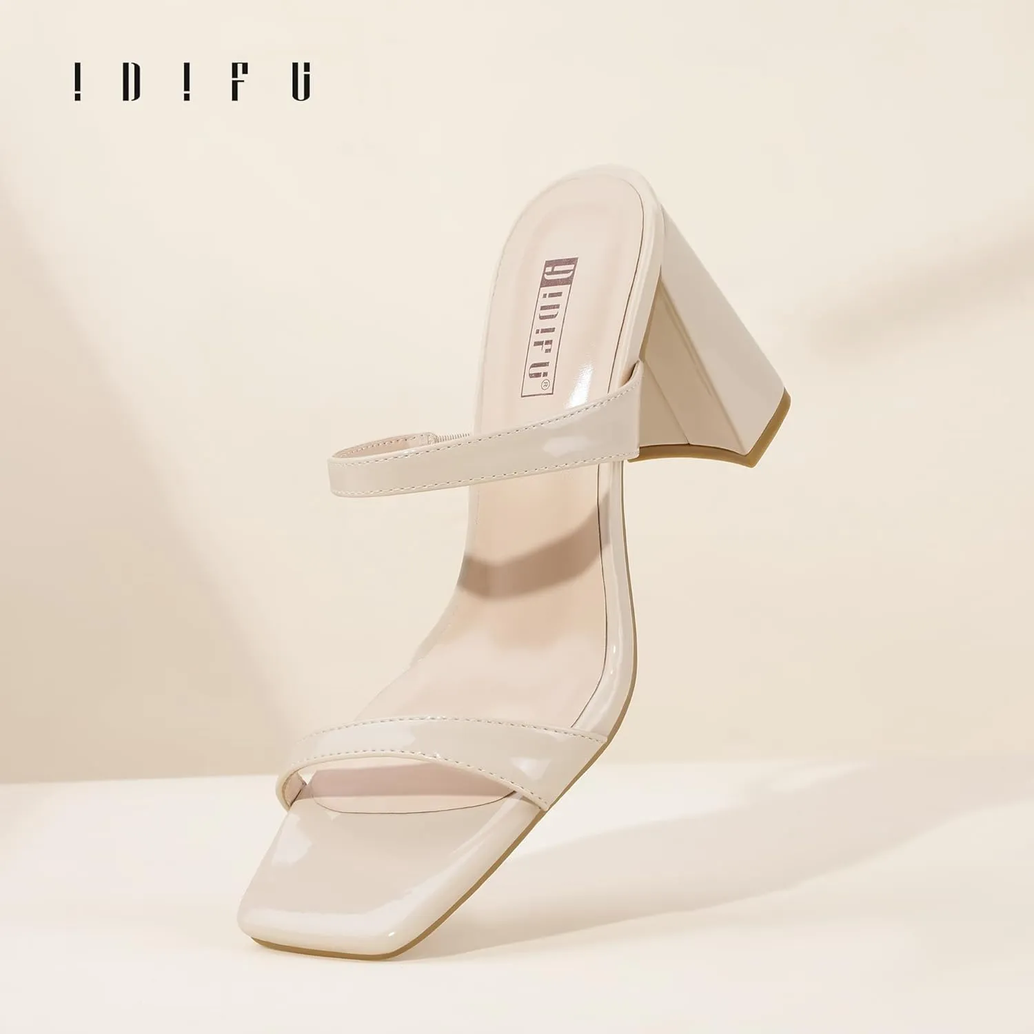 On Mules Low Short Heels IDIFU IN3 Chunky Block Heels for Women Square Open Toe Heels Comfortable Sexy Summer Cute Trendy Slides Heeled Sandals Prom Wedding Party Dress Shoes for Women Two snowdrift adventurous humiliate Strap Slip 