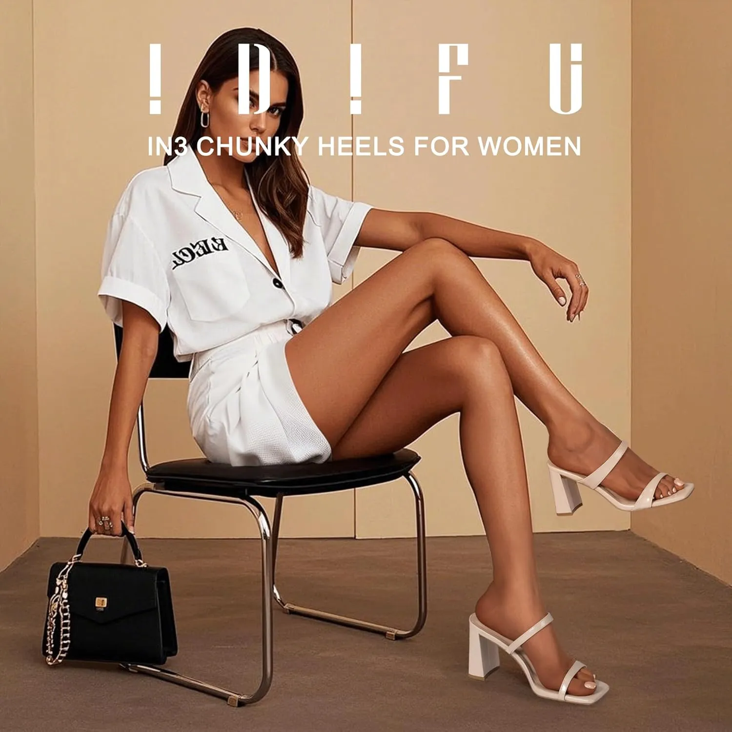 On Mules Low Short Heels IDIFU IN3 Chunky Block Heels for Women Square Open Toe Heels Comfortable Sexy Summer Cute Trendy Slides Heeled Sandals Prom Wedding Party Dress Shoes for Women Two snowdrift adventurous humiliate Strap Slip 