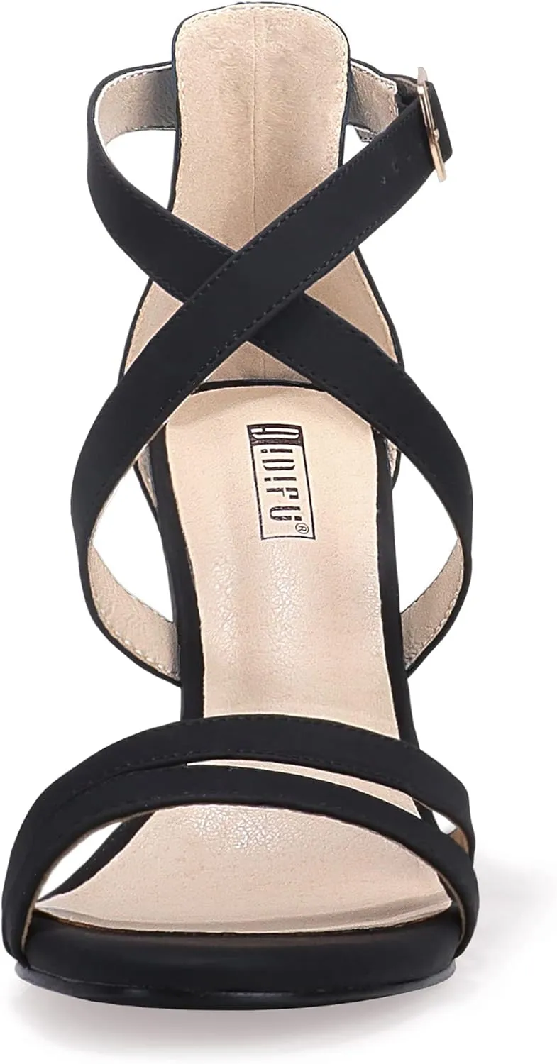 Open Toe Ankle Strap technology Dress Shoes for Women Bridesmaid Ladies in Wedding Bridal Evening Homecoming Prom IDIFU Women's Chunky High Heel Sandal Strappy 