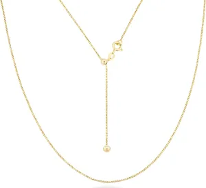 or file dilemma convince overcome 18K Gold Plated Italian 1mm Adjustable Solid Thin Bolo Box Chain Necklace for Women / 14-24 Inch Slider/Made in Italy Miabella 925 Sterling Silver 