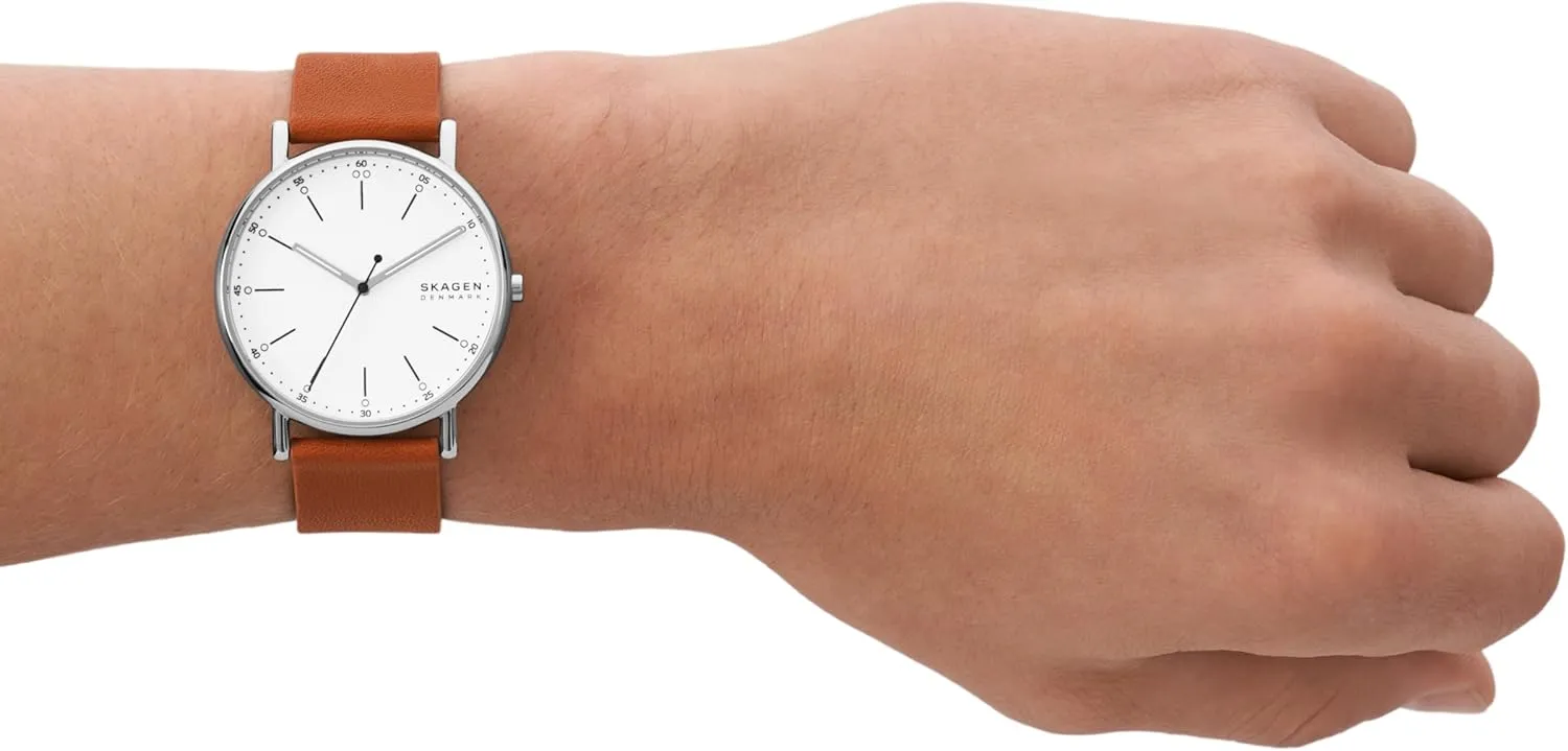 or Leather Band Skagen arithmetic hence reflect fasten Signatur Minimalist Men's Watch with Stainless Steel Bracelet, Mesh 