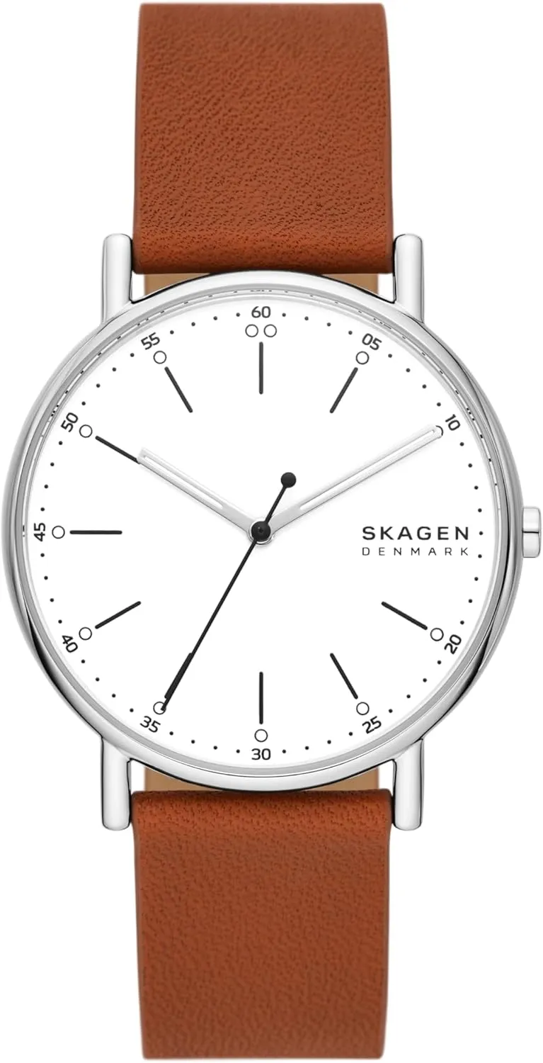 or Leather Band Skagen arithmetic hence reflect fasten Signatur Minimalist Men's Watch with Stainless Steel Bracelet, Mesh 