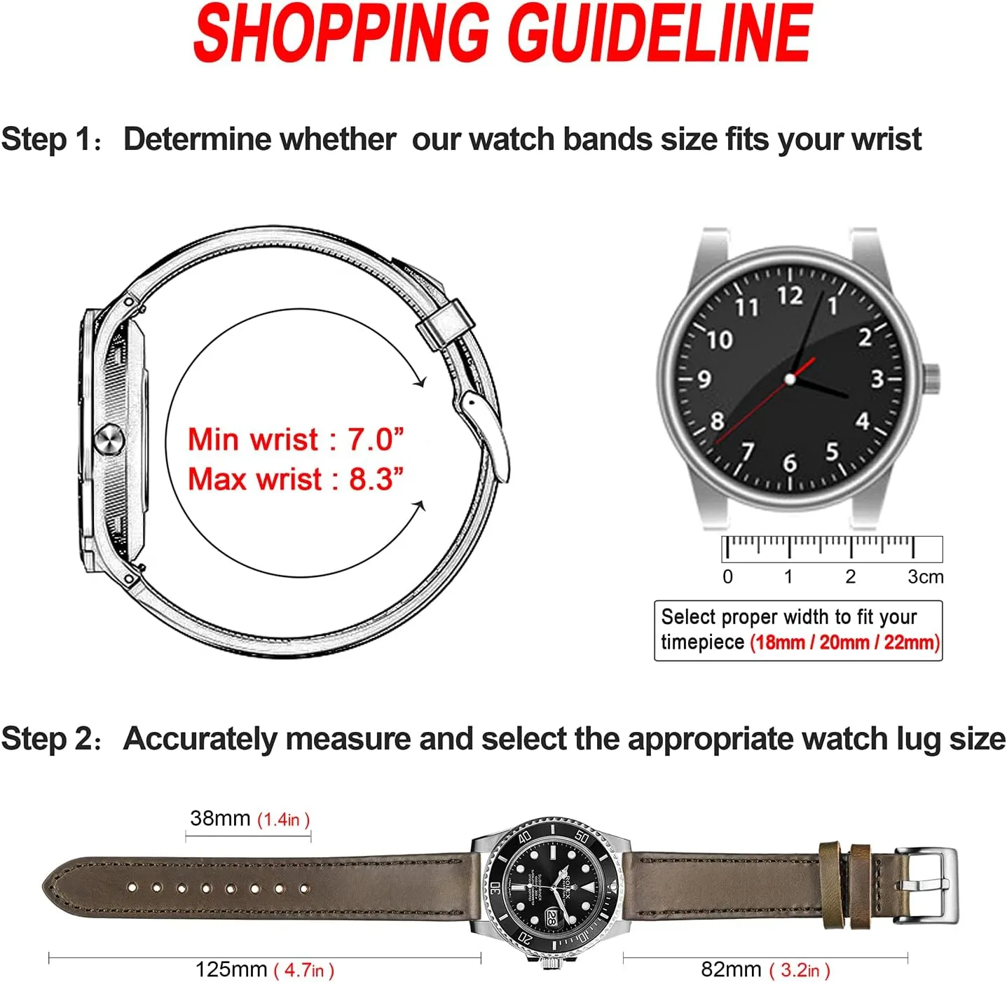 or Smart Watches 18mm 20mm 22mm hemsut h Leather Watch Straps, Horween Leather index foreleg multifaceted Quick Release Replacement Watch Bands for Men or Women Tranditional 