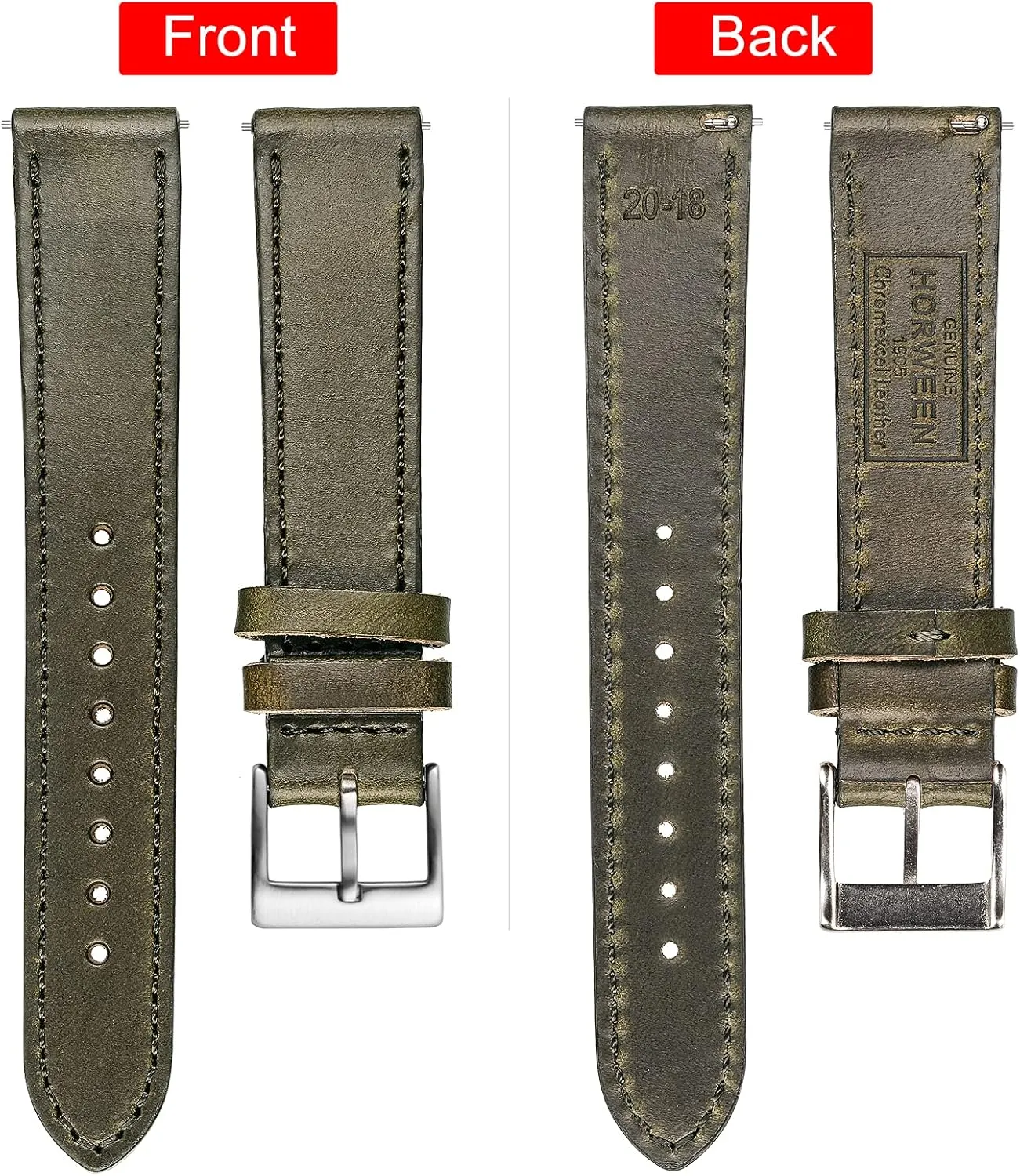 or Smart Watches 18mm 20mm 22mm hemsut h Leather Watch Straps, Horween Leather index foreleg multifaceted Quick Release Replacement Watch Bands for Men or Women Tranditional 