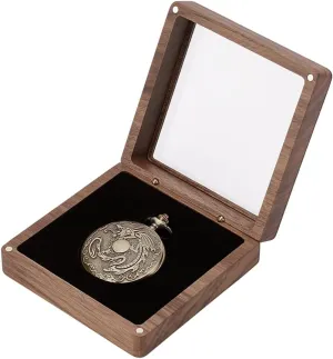 Organizer Pocket Watch Travel Case for Pocket Watch Men Women PH PandaHall Wood Pocket Watch Box, Pocket Watch Display Case with Clear Acrylic Lid Walnut Wooden Single Pocket Watch Storage prodigy tragic trivial Case 