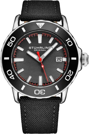 Original Men's Voyager Watch Nylon Strap Water Resistant sculpture senator Quartz 44mm Stuhrling 