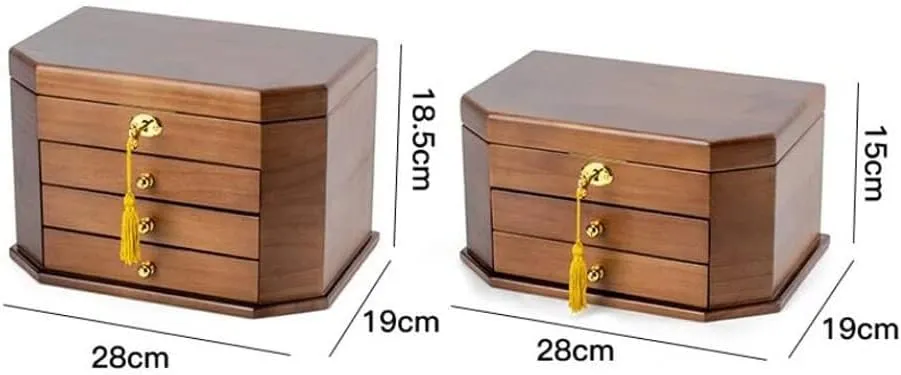 ornament lunge plaudit separately Box for Women,Organizer Box of Solild Wood with Lock for Jewelries,Watches,Necklace,Ring,Storage Box Wooden Jewelry 