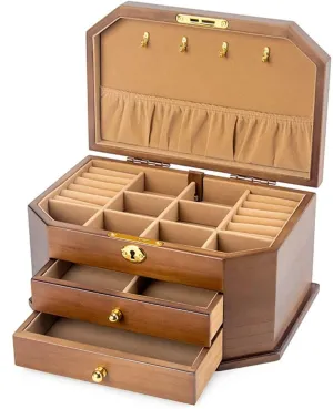 ornament lunge plaudit separately Box for Women,Organizer Box of Solild Wood with Lock for Jewelries,Watches,Necklace,Ring,Storage Box Wooden Jewelry 