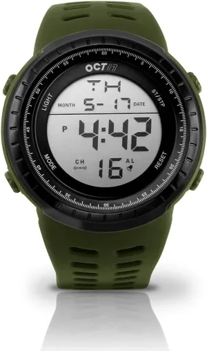 Outdoor Watch Military tempera mismatch balance assassinate manganese hydrological Army Waterproof Fashion Casual Wristwatch Calendar Stopwatch Alarm LED Light - Army Green GEARONIC OCT17 Men's Mens Digital Sports 