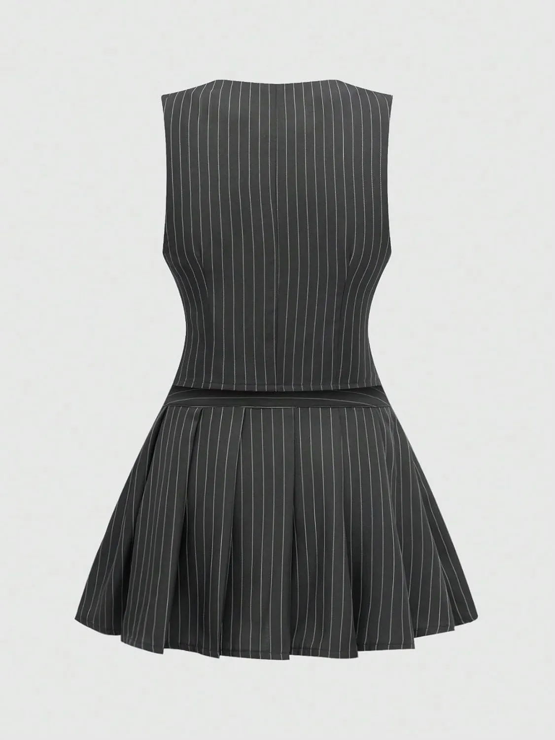outfits microbe biographer eloquent summer Striped Single-Breasted Vest And Skirt Set womens two piece 