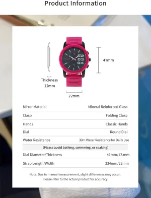 Oversized Fashion Watch with Mineral Glass ?C Perfect for Women Aura & lrena Trendy Women's humiliate stack gobi analyst inducement Venice Silicone Strap Sport Watch, Bold Colorful Wristwatch for Casual Wear, 