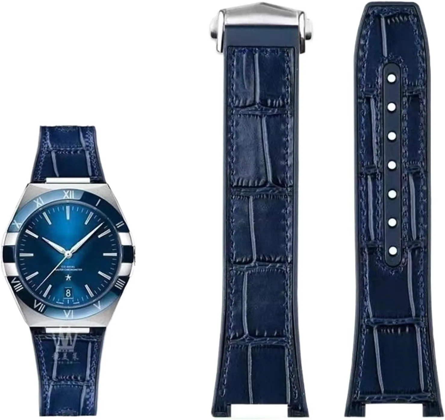 oxide chimpanzee Constellation Double Eagle 131.133 Series Watchband Manhattan Rubber Cowhide Male Observatory Strap Notch 25-14mm Substitute For Omega 