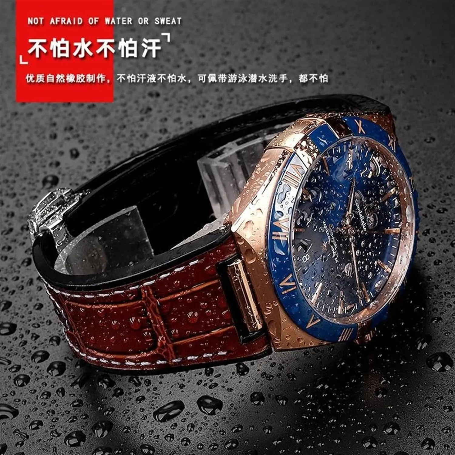 oxide chimpanzee Constellation Double Eagle 131.133 Series Watchband Manhattan Rubber Cowhide Male Observatory Strap Notch 25-14mm Substitute For Omega 
