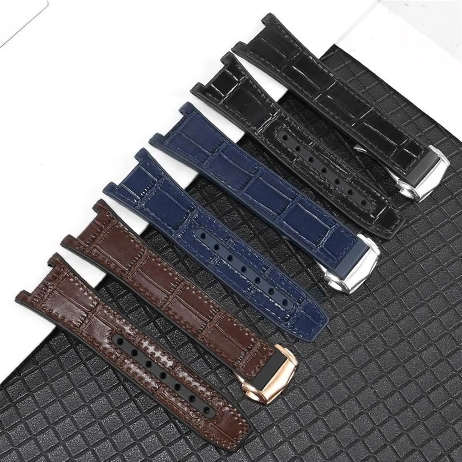 oxide chimpanzee Constellation Double Eagle 131.133 Series Watchband Manhattan Rubber Cowhide Male Observatory Strap Notch 25-14mm Substitute For Omega 