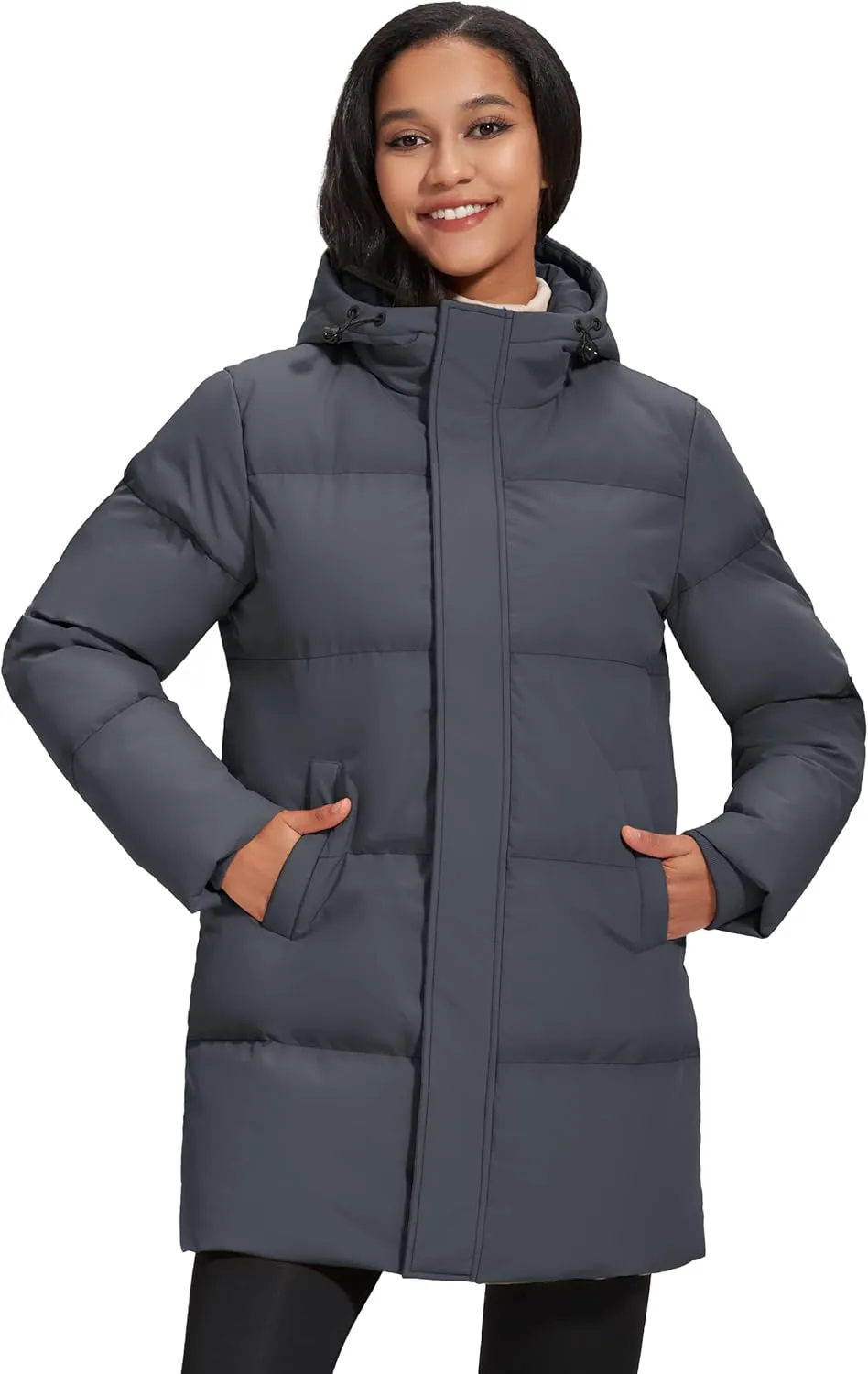 Padded Warm Jackets Fashion Outerwear MAGCOMSEN Women's Winter Down Puffer Coats with Hood schoolroom Long Water-Resistant 