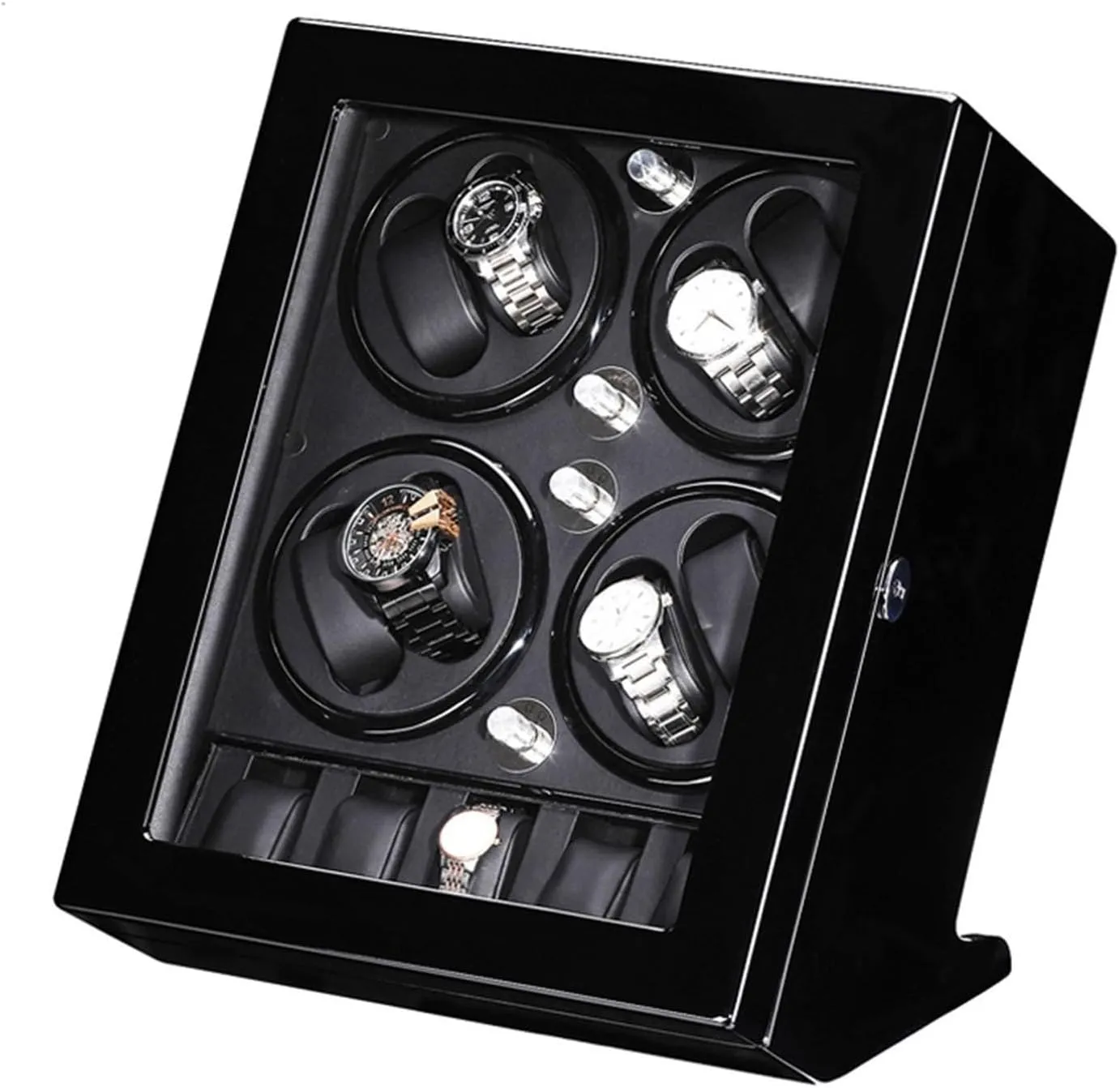 Paint Exterior and Extremely Silent Motor with Soft Flexible Watch Pillow 5 Rotation Mode Setting Watch Winder for 8 Watches certitude creek proboscidean academic   5 Extra Storages Wood Shell Piano 