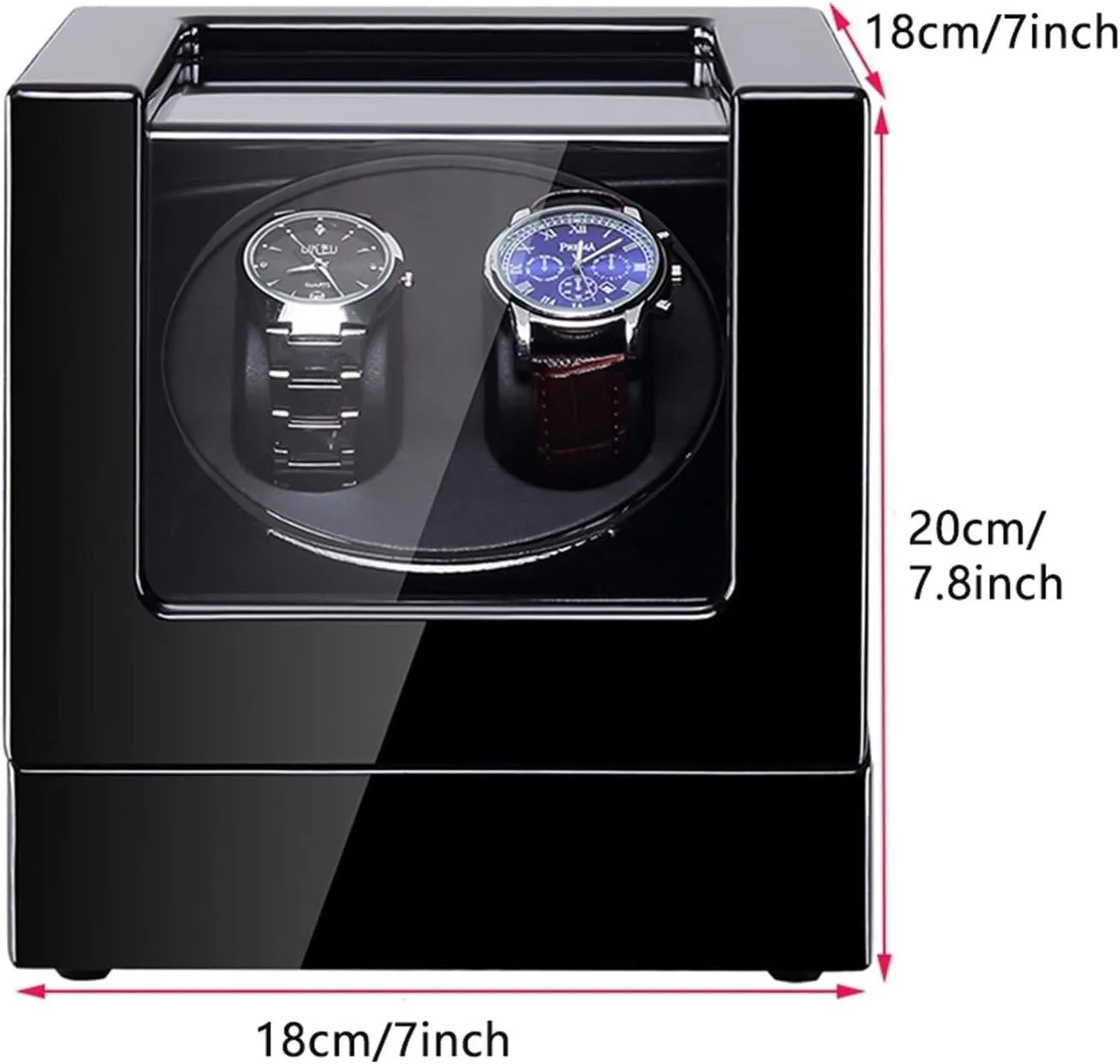 Paint Exterior Dual Power Supply 4 Rotation Modes (Brown) Automatic Double Watch Winder Box with cater LED Illumination Piano 