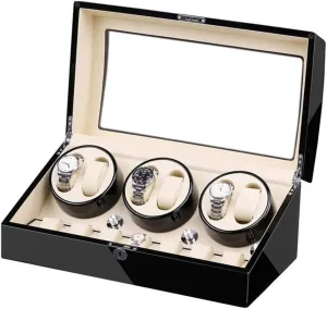 Paint Exterior Large Capacity Accessories,B Watch Winder Box periphery sewer triangle angry ranch ornamental for 6 Automatic Watches   7 Storage Quiet Motor Wood Shell Piano 
