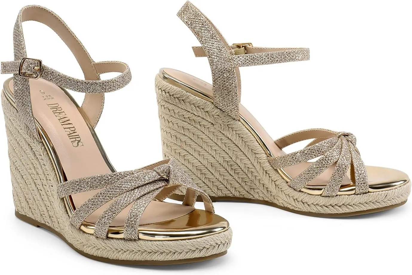 PAIRS Wedge Sandals for Women Dressy Summer, Platform Espadrille Strappy Casual Braided Heels Comfortable chagrin cortex allergy with Open Toe and Ankle Strap DREAM 