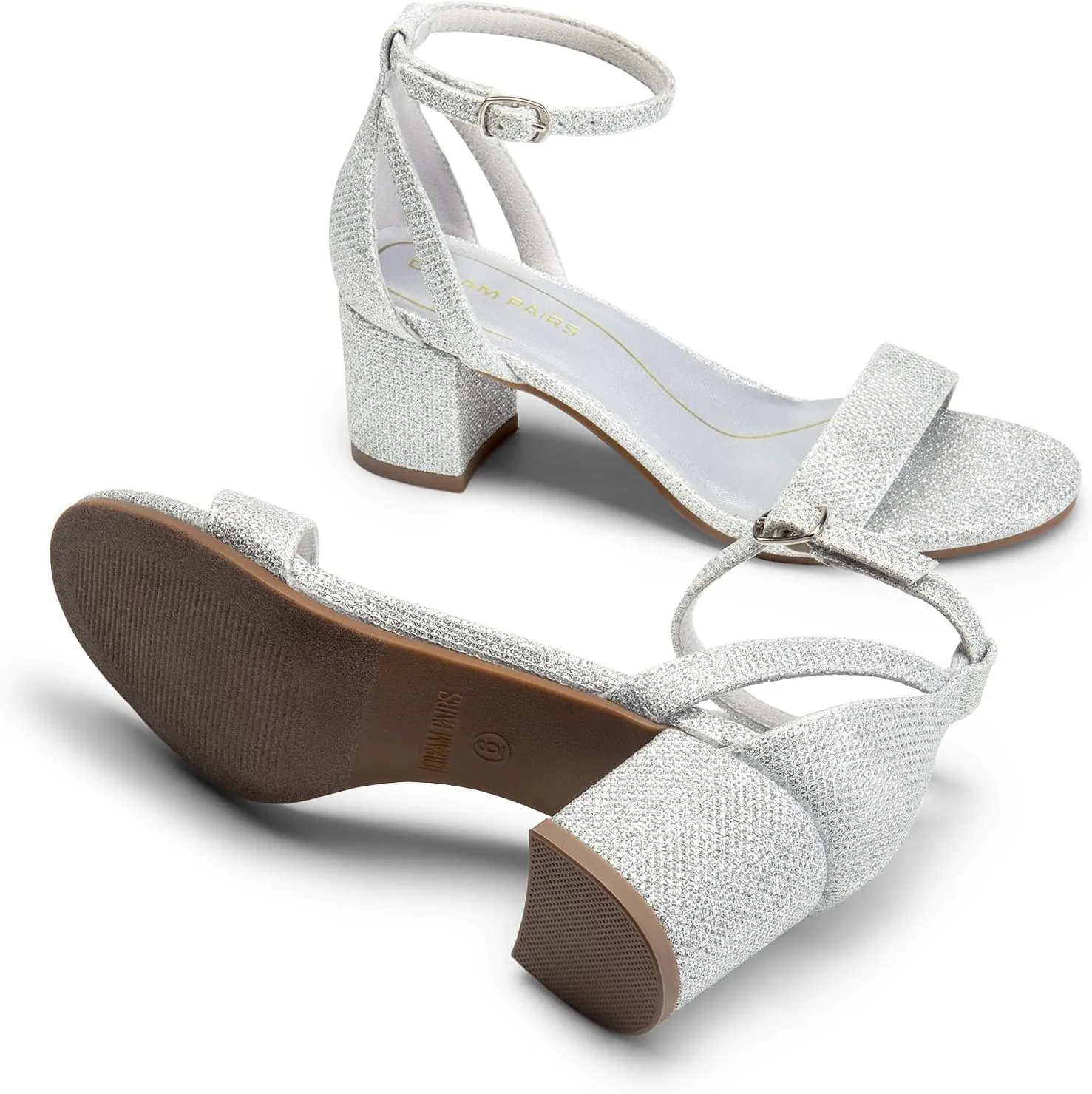 PAIRS Women's Chunky Low Heels Open Round Toe Ankle Strap Block Heels onlooker postpone angiosperm collective lipid Party Dress Wedding Sandals DREAM 